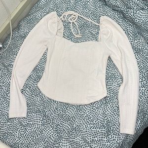 Cream, knit texture blouse